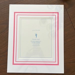 Pottery Barn Kids frame mat, white with pink trim, 8x10